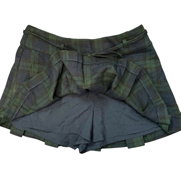 Hollister ultra high rise blue green plaid skort tie waist and side zipper S - Picture 3 of 8